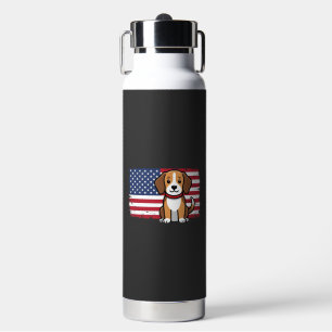 Botella De Agua Bandera Americana Perro Patriótico Vector