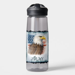 Botella De Agua Bandera Americana y Águila del Ejército