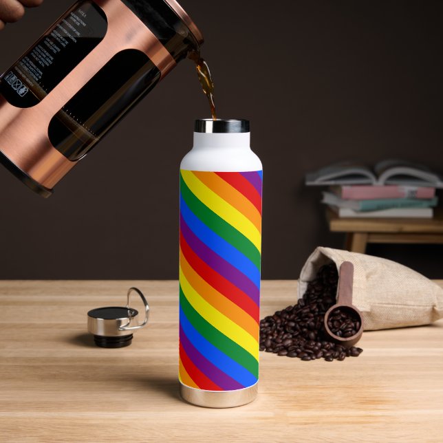 Botella De Agua Bandera arcoiris y orgullo, comunidad LGBT (Café)