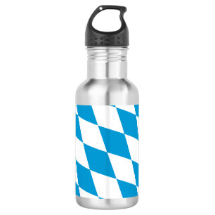 Botella De Agua Bandera bávara de diamantes azul y blanco