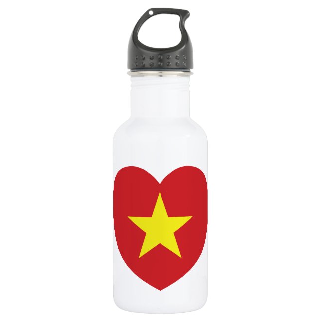 Botella De Agua Bandera cardíaca de Vietnam (Anverso)