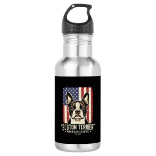 Botella De Agua Bandera clásica americana del Boston Terrier