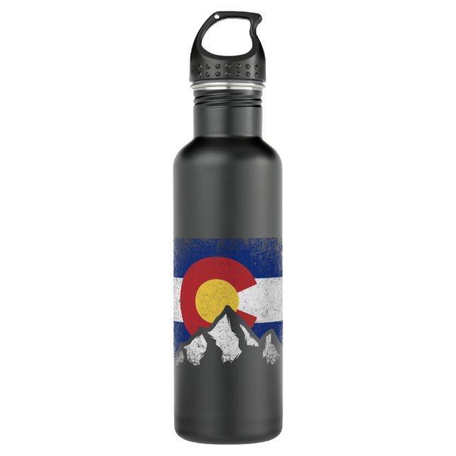 Botella De Agua Bandera Colorado Ski Gift Hiker Hikin (Anverso)