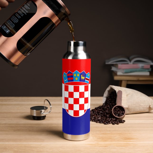 Botella De Agua Bandera croata (Café (girado))