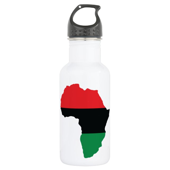 Botella De Agua Bandera de África Roja, Negra y Verde (Anverso)