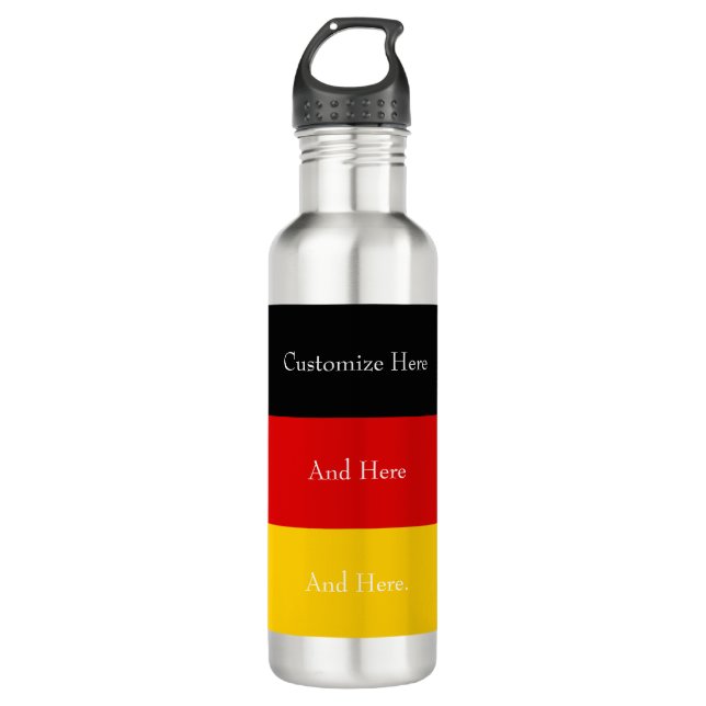 Botella De Agua Bandera de Alemania Colores Oro Rojo Negro Persona (Anverso)