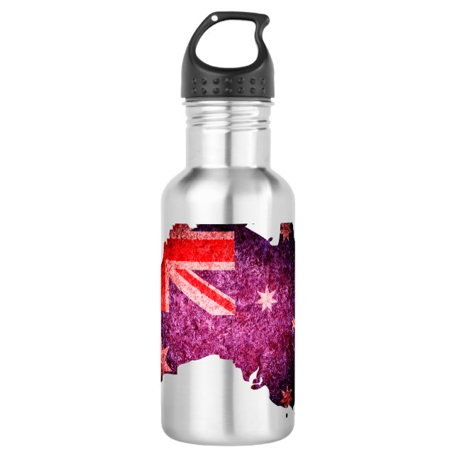 Botella De Agua Bandera de Australia y mapa #3 (Anverso)