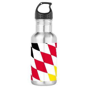 Botella De Agua Bandera de Baviera con patrón de diamante negro ro