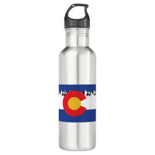 Botella De Agua Bandera de Colorado con montañas