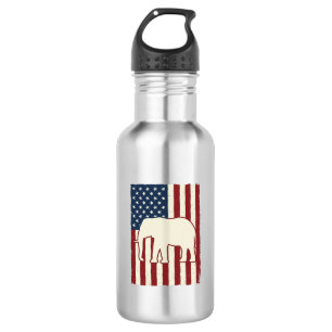 Botella De Agua Bandera de elefante patriótico diseño vectorial vi