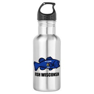 Botella De Agua Bandera de Fish Wisconsin