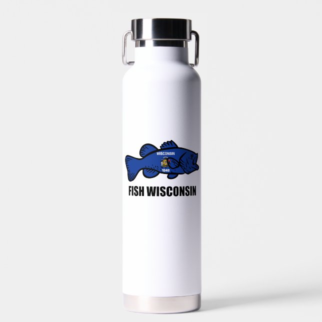Botella De Agua Bandera de Fish Wisconsin (Delantero)