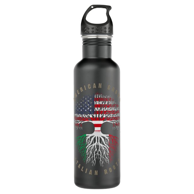 Botella De Agua Bandera de Italia de raíces italianas cultivadas e (Anverso)