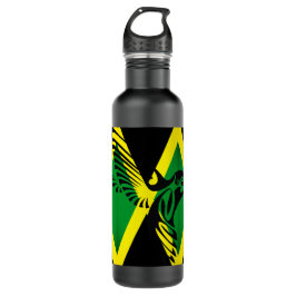 Botella De Agua Bandera de Jamaica con Hummingbird 02