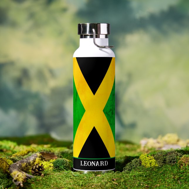 Botella De Agua Bandera de Jamaica Personalizada (Al aire libre (girado))