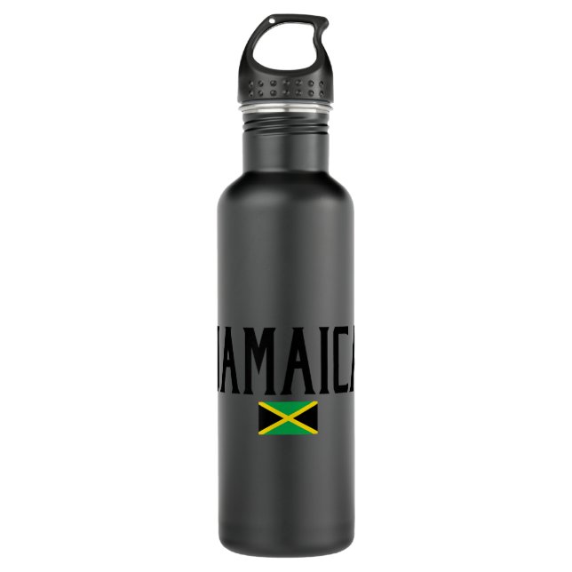 Botella De Agua Bandera de Jamaica - Texto negro (Anverso)