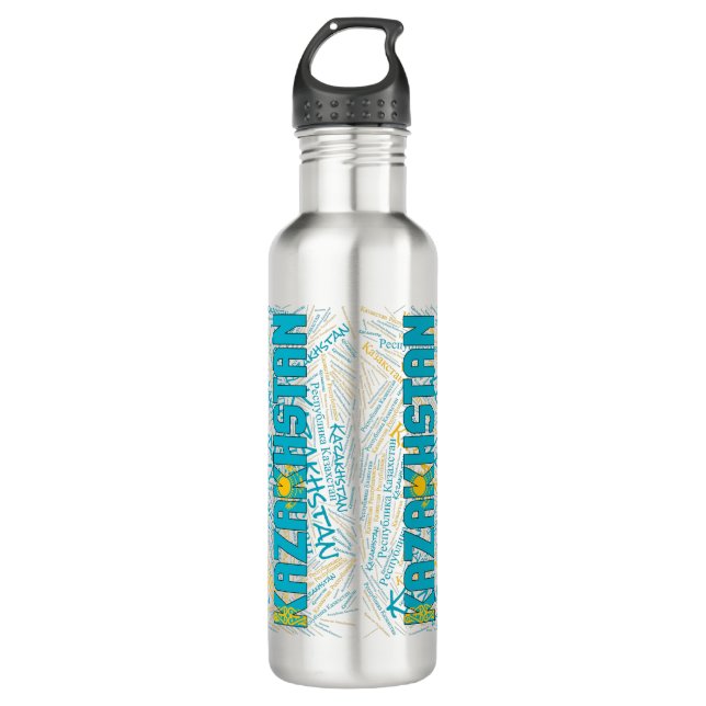 Botella De Agua Bandera de Kazajistán espléndida patriótica (Anverso)