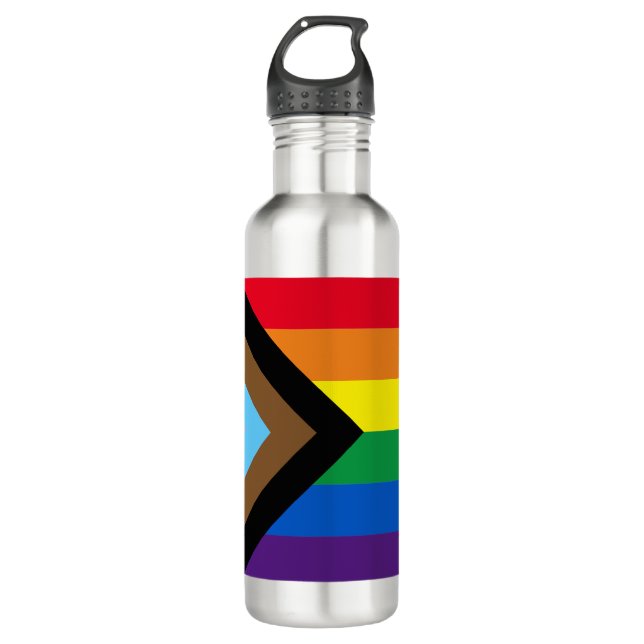 Botella De Agua Bandera de la diversidad gay inclusiva arco iris L (Anverso)