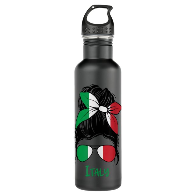 Botella De Agua Bandera de la mujer de la Chica italiana chica Ita (Anverso)