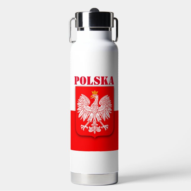 Botella De Agua Bandera de Polonia Fútbol Patriótico (Frente)