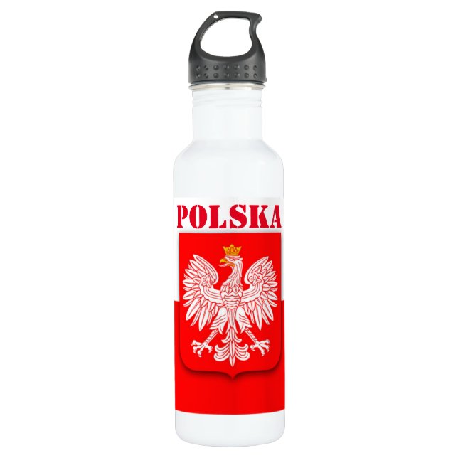 Botella De Agua Bandera de Polonia Fútbol Patriótico (Anverso)