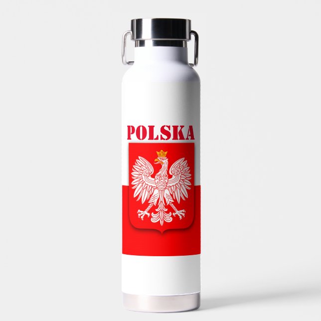 Botella De Agua Bandera de Polonia Fútbol Patriótico (Delantero)