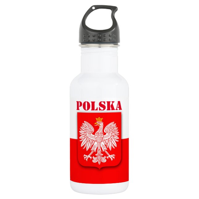 Botella De Agua Bandera de Polonia Fútbol Patriótico (Anverso)