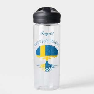 Botella De Agua Bandera de raíces suecas personalizada