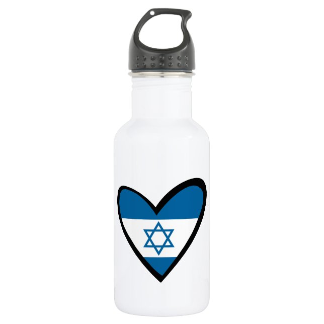 Botella De Agua Bandera del corazón de Israel (Anverso)