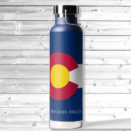 Botella De Agua Bandera del Estado de Colorado Personaliza el nomb