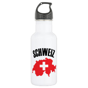 Botella De Agua Bandera del mapa de Suiza de Schweiz