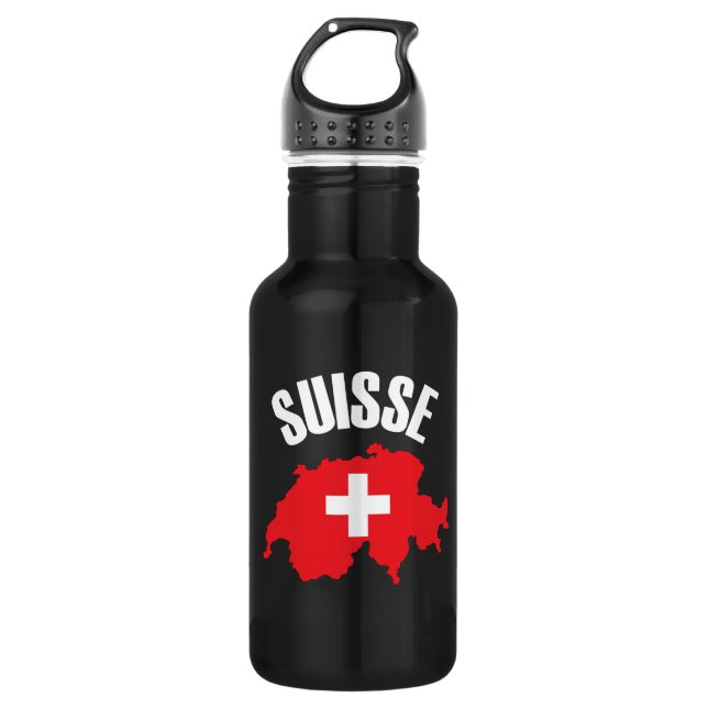 Botella De Agua Bandera del mapa de Suiza de Suisse (Anverso)