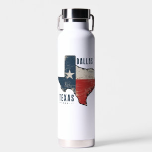 Botella De Agua Bandera del mapa del estado de Dallas Texas