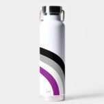Botella De Agua Bandera del orgullo asexual arcoiris personalizada<br><div class="desc">Hermoso regalo de orgullo asexual para un amigo demiromántico con los colores de la fresca bandera asexualidad en forma de arcoiris negro,  gris,  blanco y violeta. Mugre asexual bonito.</div>