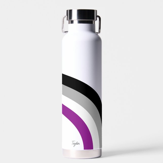 Botella De Agua Bandera del orgullo asexual arcoiris personalizada (Delantero)