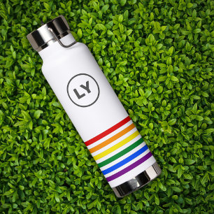 Botella De Agua Bandera del Orgullo de Iniciales Personalizadas Ti