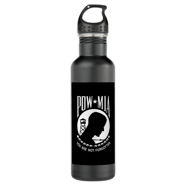 Botella De Agua Bandera del POW MIA: Soldados desaparecidos en la  (Anverso)