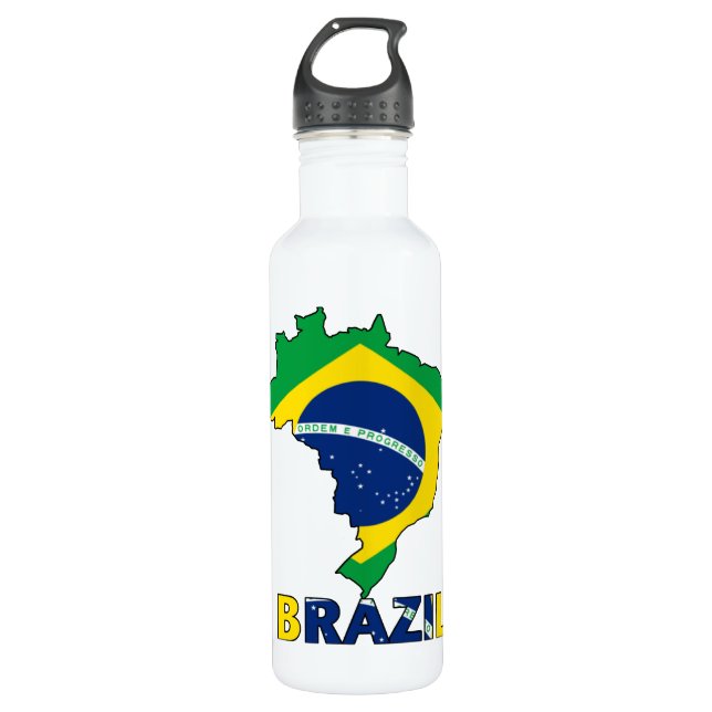Botella De Agua Bandera en el mapa del Brasil (Anverso)