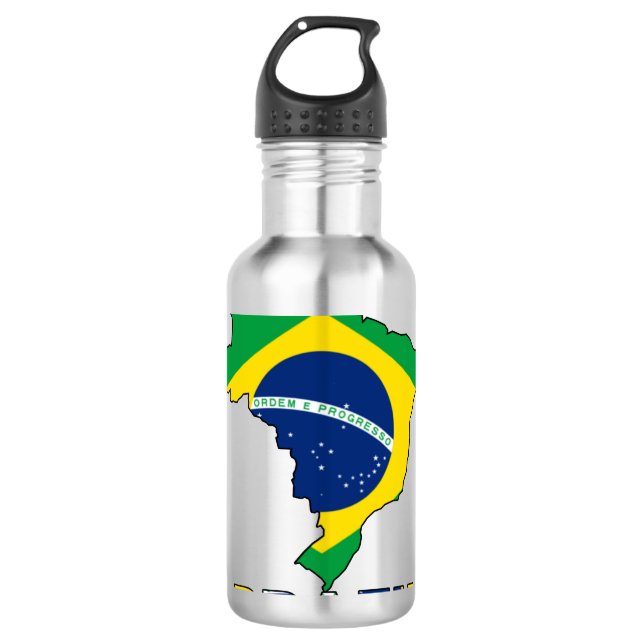 Botella De Agua Bandera en el mapa del Brasil (Anverso)