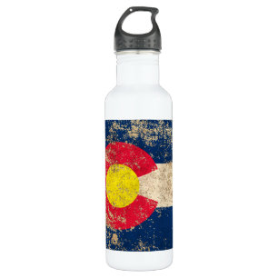 Botella De Agua Bandera envejecida áspera de Colorado del vintage