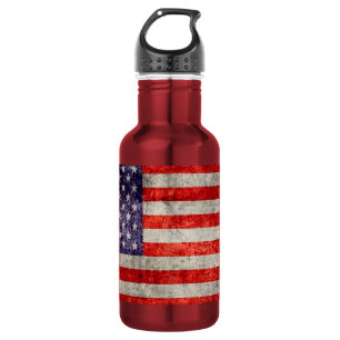 Botella De Agua Bandera estadounidense antigua de caída