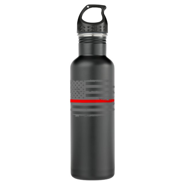 Botella De Agua Bandera estadounidense de bomberos de delgada líne (Anverso)