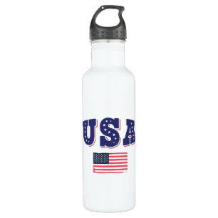 Botella De Agua Bandera estadounidense de la camiseta de un hincha