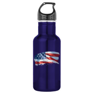 Botella De Agua Bandera estadounidense de pincel patriótico