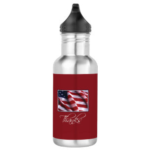 Botella De Agua Bandera estadounidense patriótica gracias al rojo