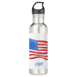 Botella De Agua Bandera estadounidense patriótica personalizada