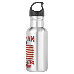 Botella De Agua Bandera estadounidense vintage militar Diseño de v