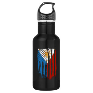 Botella De Agua Bandera filipina mitad americana mitad filipina