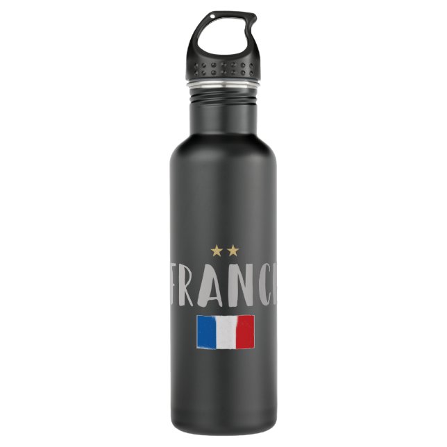 Botella De Agua Bandera francesa de la camiseta de hinchas de fútb (Anverso)