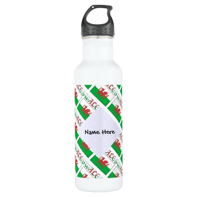 Botella De Agua Bandera galesa de Gales cubierta personalizada (Anverso)